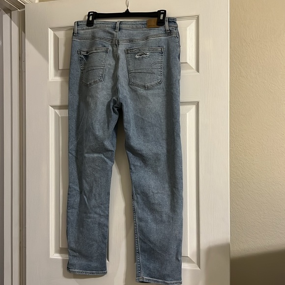 AE Stretch Straight Ripped Mom Jeans - Picture 2 of 4